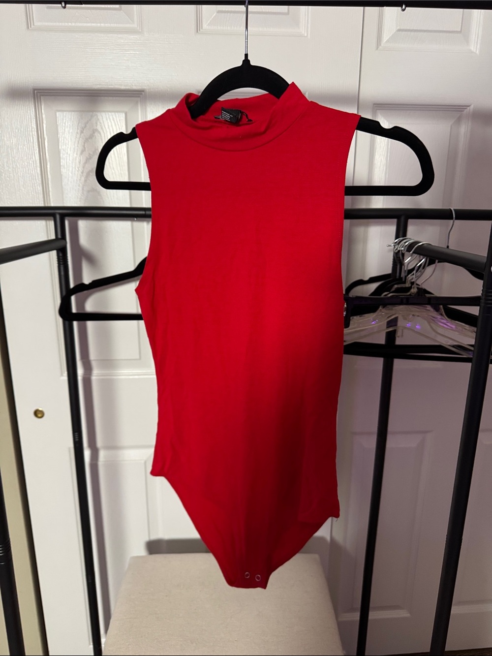 Forever 21 Red Sleeveless Mock Neck Bodysuit